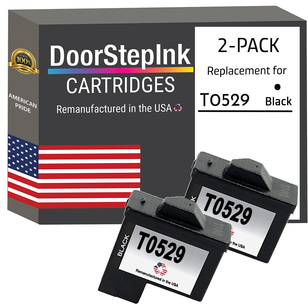 DoorStepInk Brand for Dell Series 1 T0529 Black Remanufactured in the USA Ink Cartridges Twin Pack