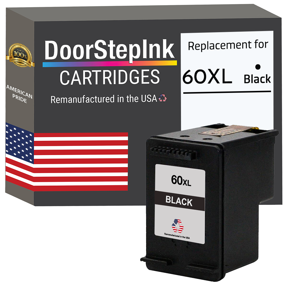 DoorStepInk Brand for HP 60XL (CC641WN) Black Remanufactured in the USA Ink Cartridge