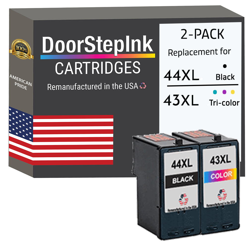 DoorStepInk Brand for Lexmark #44XL Black / #43XL Color Remanufactured in the USA Ink Cartridges Combo Pack