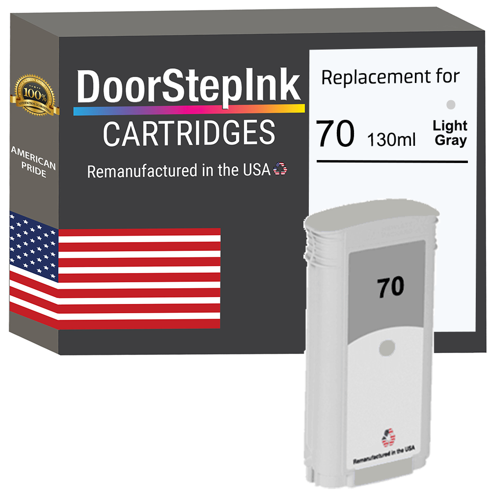 DoorStepInk Brand for HP 70 130-ml (C9451A) Light Gray Remanufactured in the USA Ink Cartridge