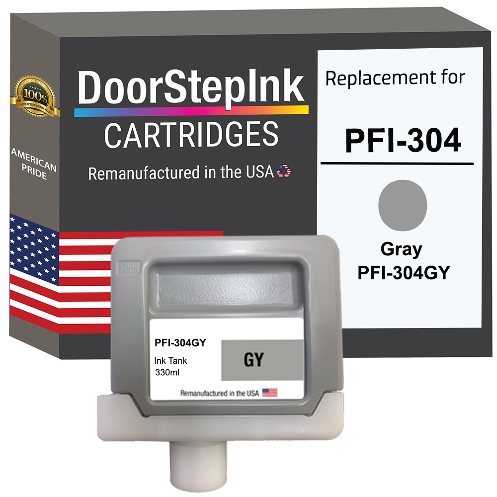 DoorStepInk Brand for Canon PFI-304 330ml Gray Remanufactured in the USA Ink Cartridge