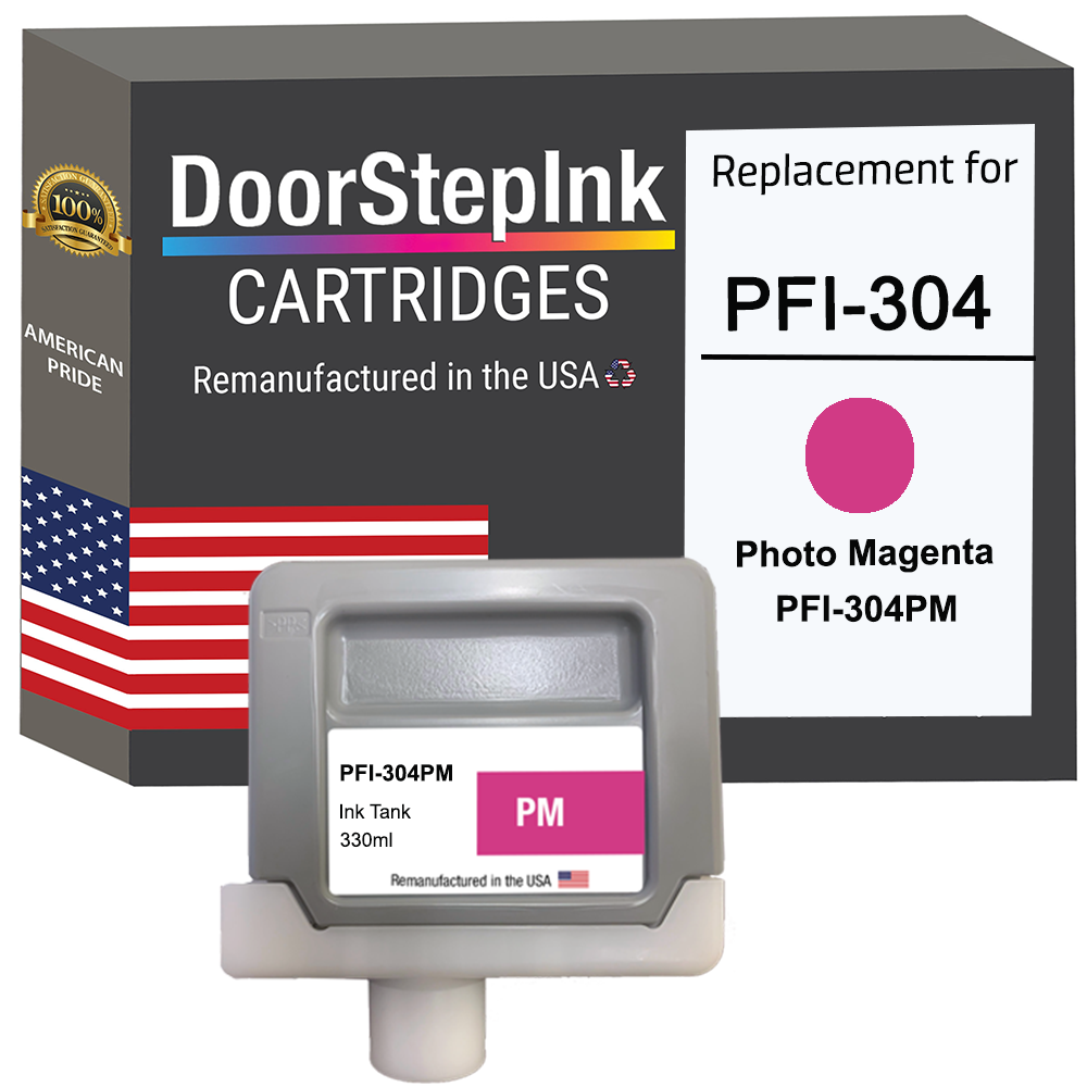 DoorStepInk Brand for Canon PFI-304 330ml Photo Magenta Remanufactured in the USA Ink Cartridge