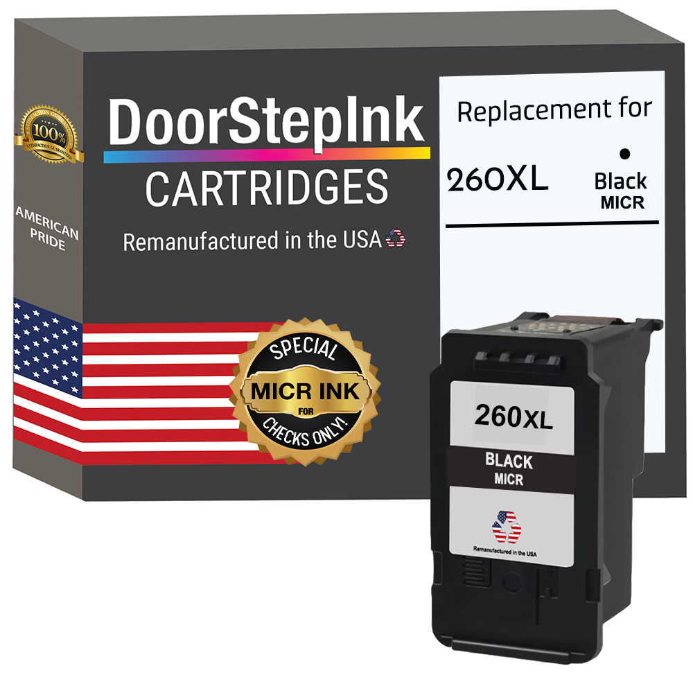 DoorStepInk Brand for Canon PG-260XL Black MICR Remanufactured in the USA Ink Cartridge