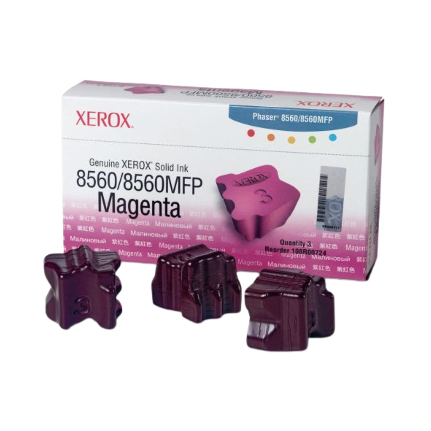 Genuine Xerox Phaser 8560 Magenta Solid Ink Pack (3 Sticks) 108R00724